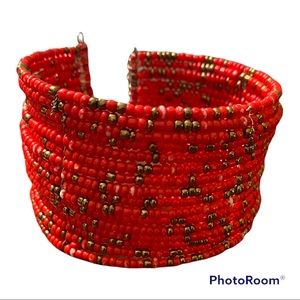 Sea bead necklace and bracelet set. Beautiful red! Just in time for the holidays